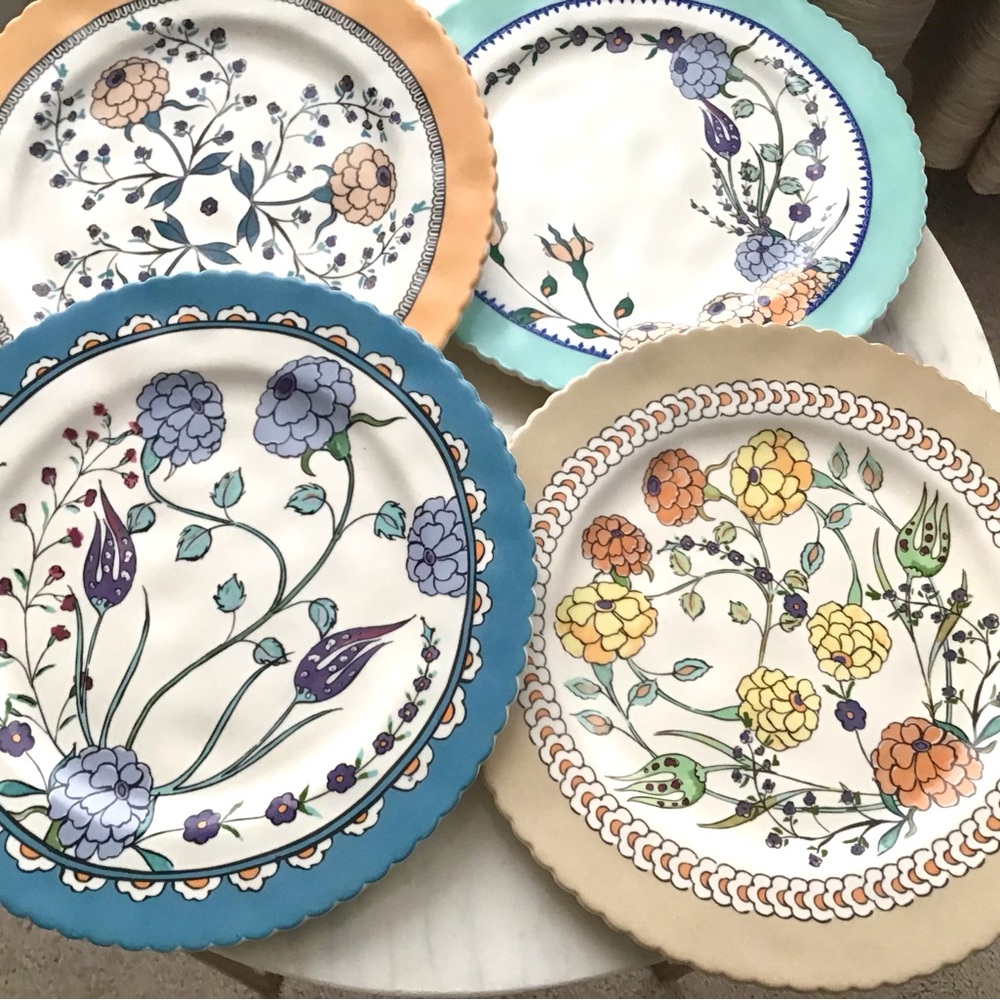 Anthropologie Turkuaz Kitchen Plates Handpainted Glazed Stoneware Floral NWT - Picture 3 of 13